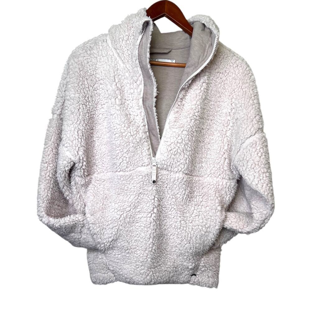 prAna Permafrost Half Zip Sherpa Pullover Cozy Hoodie in Cream Women’s XS - Picture 3 of 9